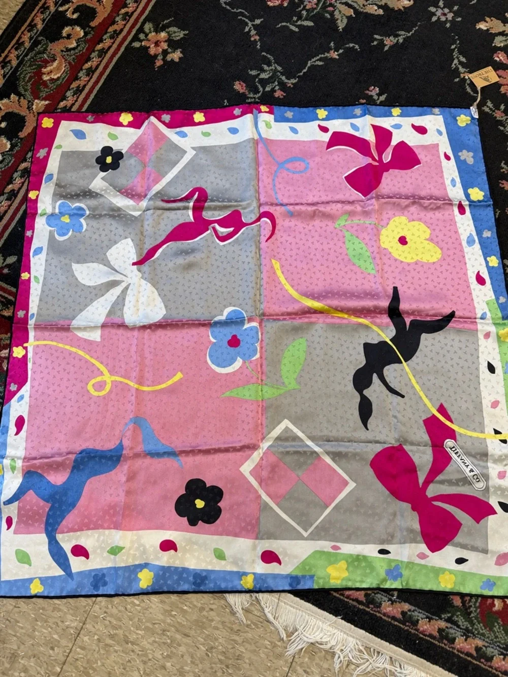 Tiffany & Co. Kids Scarf in Gray, Pink, GreenBlue and Yellow